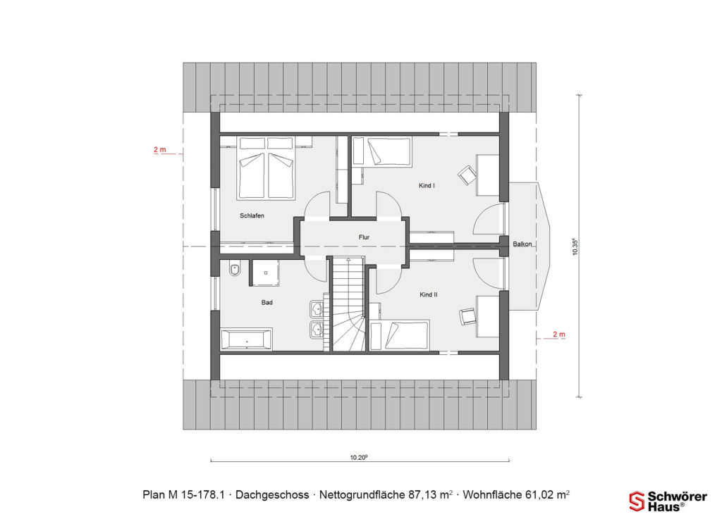 Fertighaus mit Einliegerwohnung Grundriss Dachgeschoss