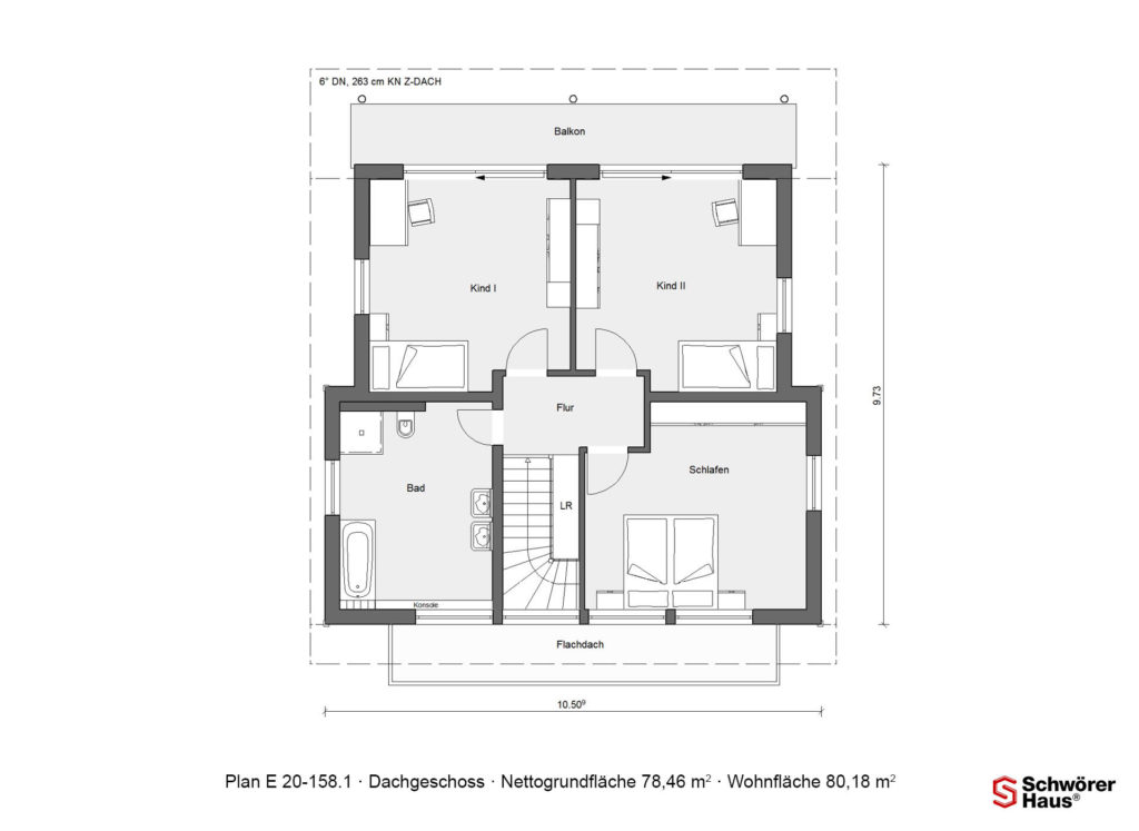 Grundriss Einfamilienhaus Dachgeschoss