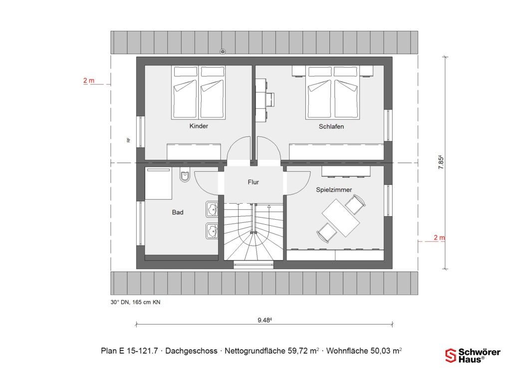 Haus bauen mit Eigenleistung Grundriss Dachgeschoss