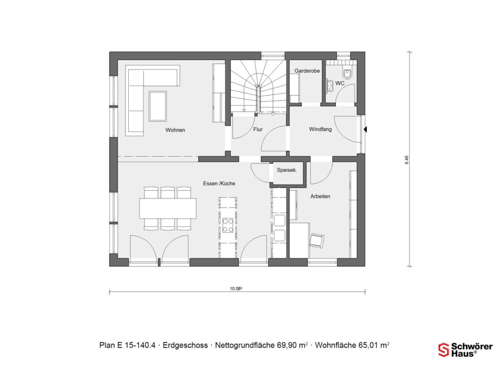 Haus mit Büro bauen Grundriss Erdgeschoss