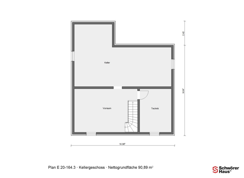 Haus mit Erker-Balkon Grundriss Kellergeschoss