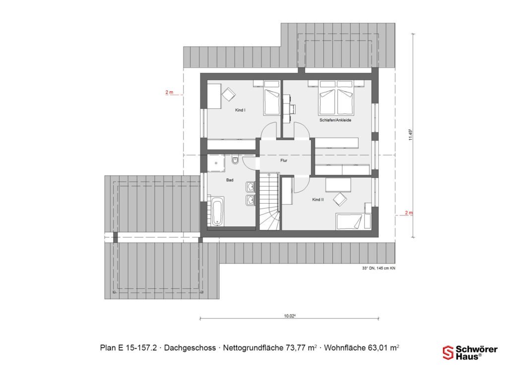 Haus mit Holzverschalung Grundriss Dachgeschoss