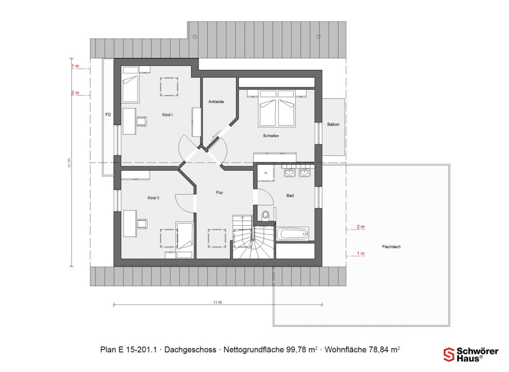 Plusenergiehaus Grundriss Dachgeschoss