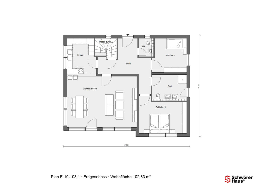 Satteldach-Bungalow Grundriss Erdgeschoss