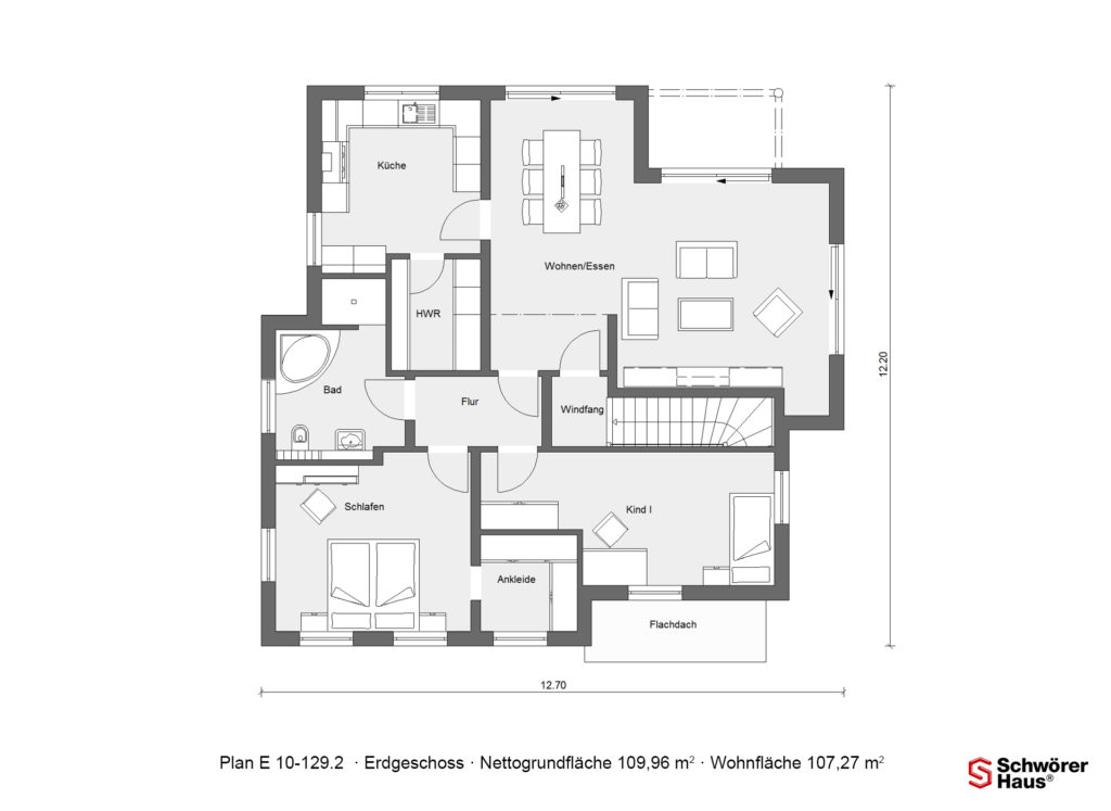 skandinavischer Bungalow Grundriss Erdgeschoss