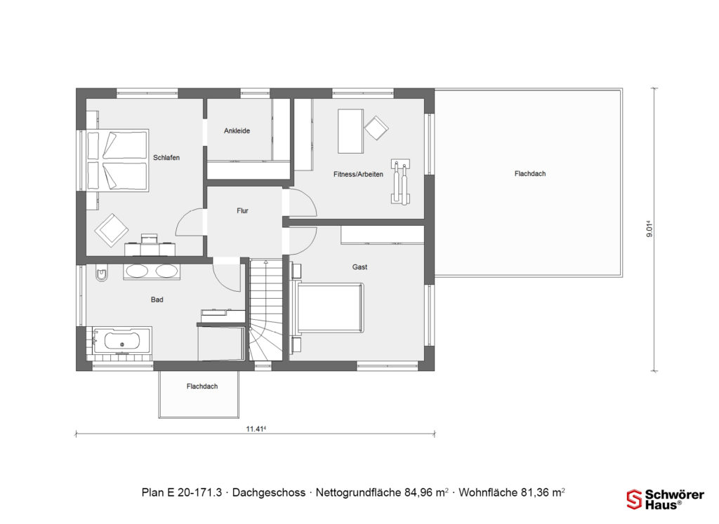 Walmdach Villa Grundriss Dachgeschoss