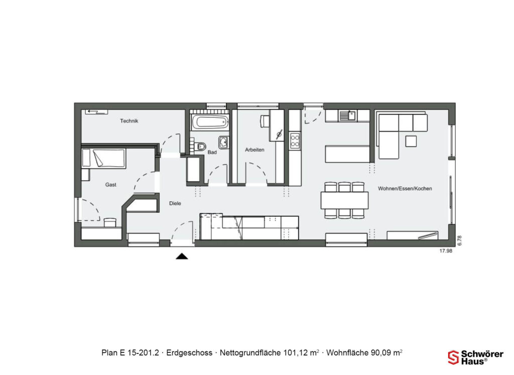 Grundriss Erdgeschoss Schwörer-Einfamilienhaus