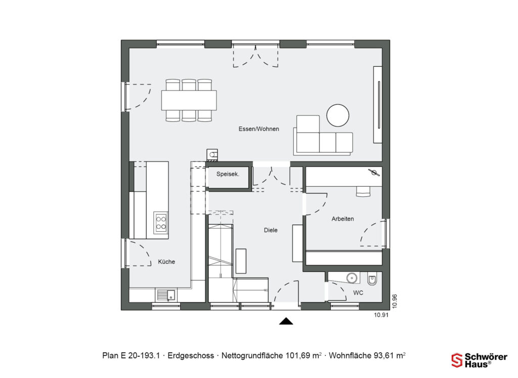 Grundriss Erdgeschoss Schwörer-Stadtvilla