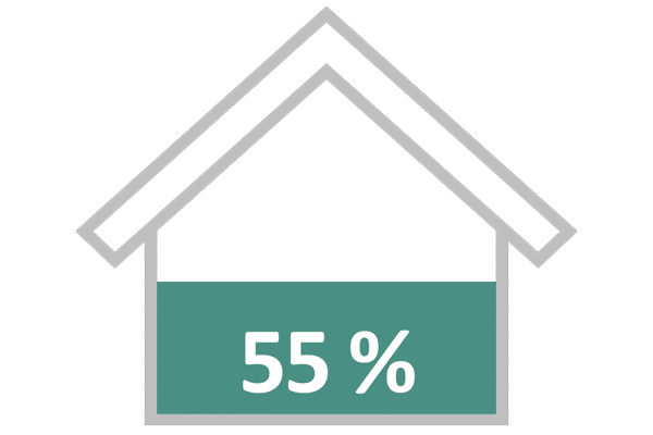 Effizienzhaus 55 Prozentgrafik Haus