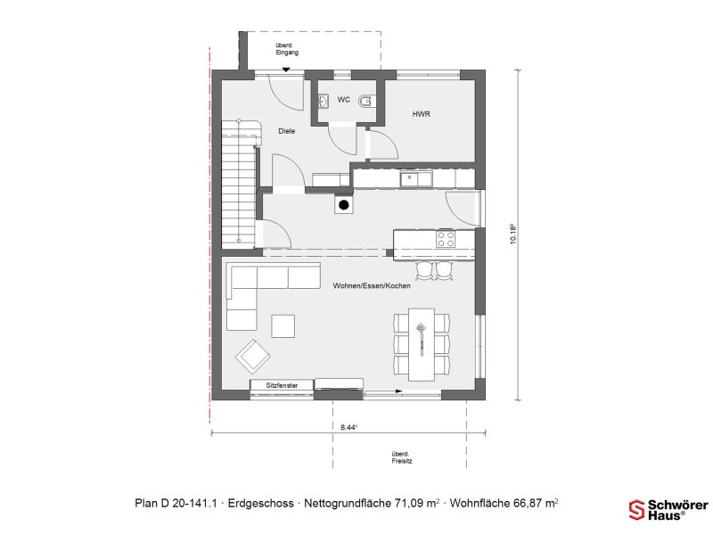 Grundriss Ergeschoss Doppelhaus modern