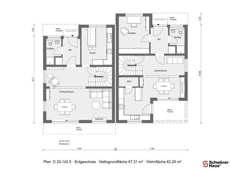 Grundriss-Erdgeschoss-Doppelhaushälfte